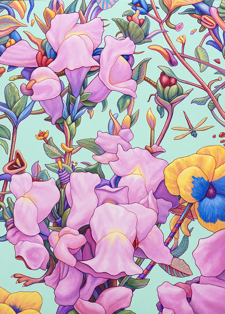 Pink Flowers on Green